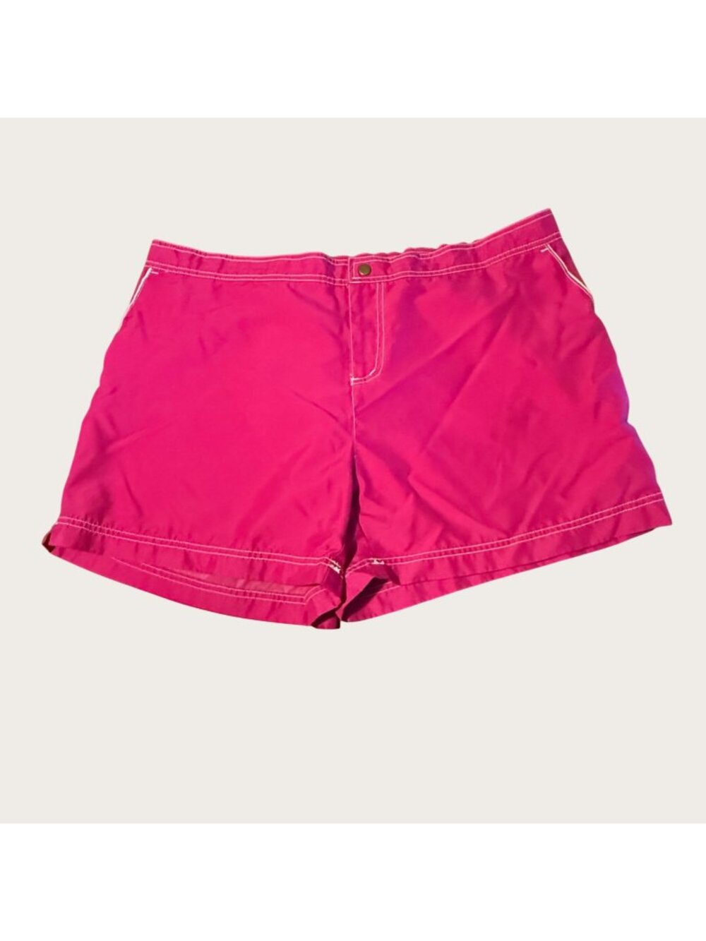 Catalina Womens Plus Size 2X Fuchsia Swim Shorts Pockets Elastic Waist